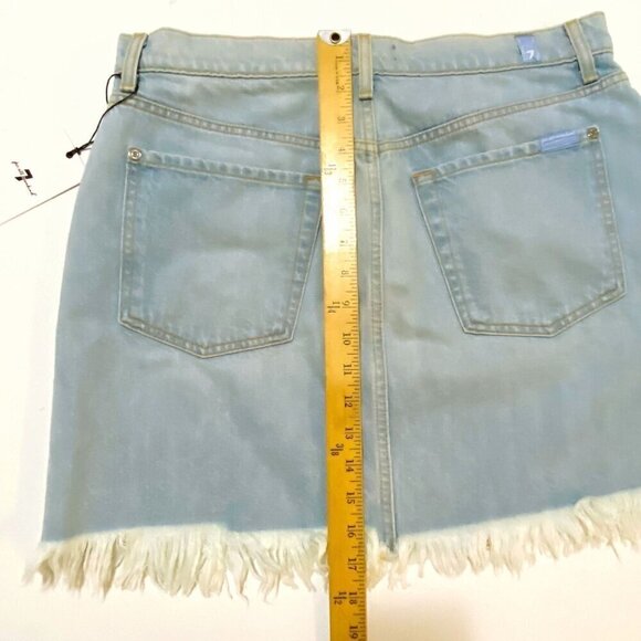 7 For All Mankind Fringed Denim Mini Skirt, Size  32 (jean sizing), New with tag - Picture 16 of 16